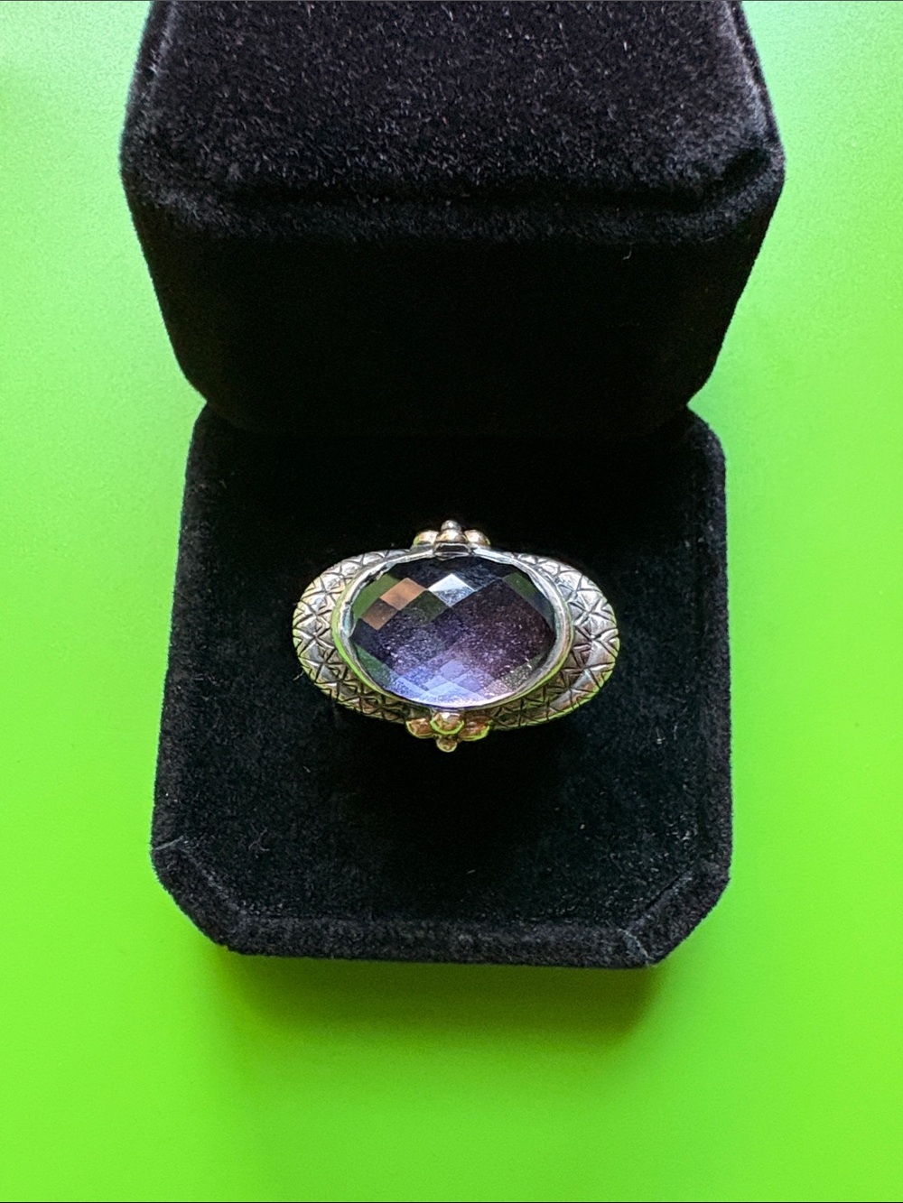 [Barbara Bixby] 18k Gold & Sterling Multi-Faceted East/West Amethyst Ring